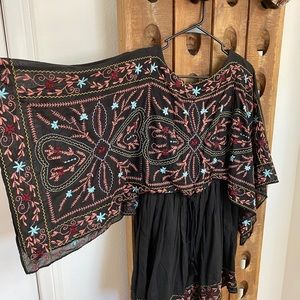 Free people embroidered mini dress, size Medium